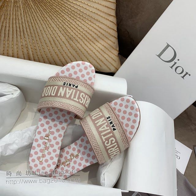 DIOR女鞋 迪奧2021專櫃新款磨砂新大底涼拖 Dior一字型刺繡平拖  naq1489